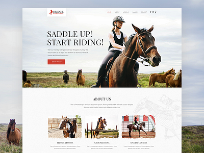 Horse Riding School clean design horse landing page modern riding school ui ux web