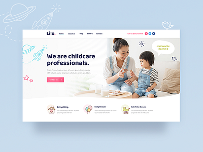 Lilo babysitting children creative design kids mikado themes modern theme ui ux wordpress