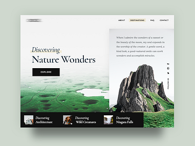 Wild Nature clean landing minimal modern slider ui ux web website mockup