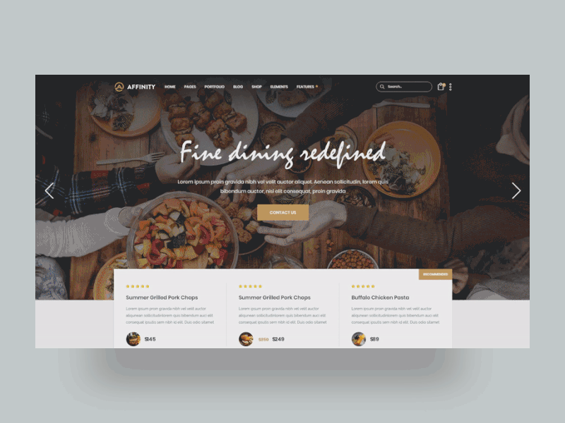 Affinity agency creative design dinner landing landing page mikado themes modern multi purpose qode restaurant shop theme ui ux web wordpress