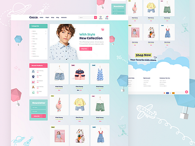 Cocco agency clean colorful creative design illustration kids landing landing page modern shop store theme ui ux web website mockup wordpress