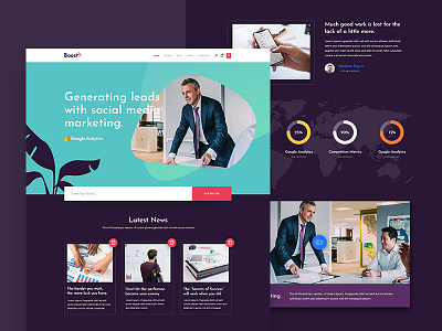 BoostUp - SEO Marketing Agency Theme agency branding colorful creative design illustration landing landing page marketing modern seo theme typography ui ux vector web website mockup wordpress