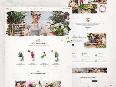 Flower Shop🌷 branding colorful creative design florist flowershop illustration landing landing page modern shop theme typography ui ux web wordpress