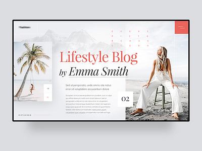 Lifestyle blog blog blogger clean creative design landing landing page layout lifestyle modern ui ux web website mockup