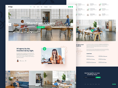 Shared Workspace agency clean coworking coworking space creative design landing landing page modern startup theme ui ux web wordpress workspace