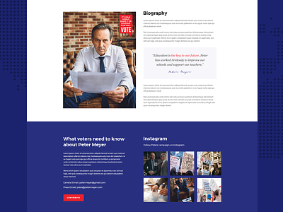 Political Candidate biography candidate clean colorful design landing landing page modern politic political campaign politician theme ui ux