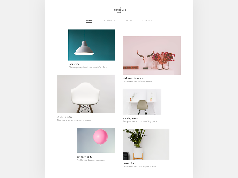 Website for Interior company asymmetric grid white simple scandinavian minimal interior web website