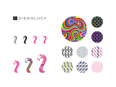DIEGOLUCA logo and pattern design apparel design branding color pattern corporate identity design flamingo flamingo logo illustration logo logo design pattern pink flamingo visual design