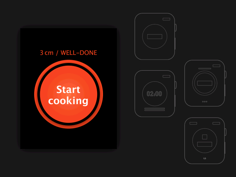 Start Cooking Button apple watch concept cooking smartwatch steak ui ux