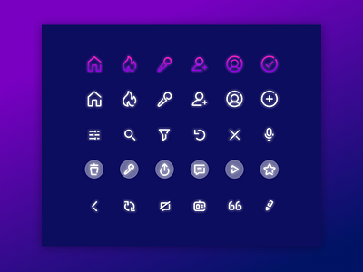 Neon icons comment feed filter gradient gradient icons icon icons set mic neon share star stroke