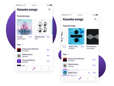 Karaoke Songs List app concept karaoke list live music music player player song