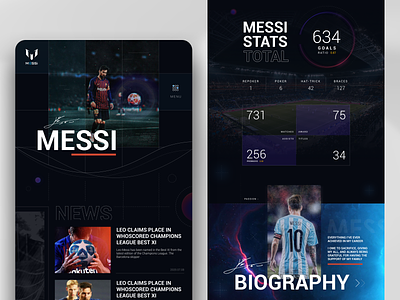 MESSI Web redesign athlete champion dark fifa messi original score soccer sport stats ui web