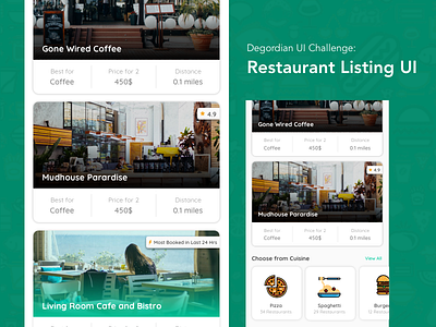 Restaurant Listing UI food app listing mobile app restaurant app ui ux