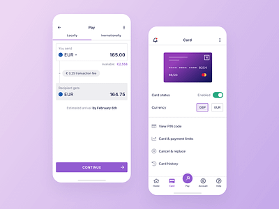 Walit banking - transaction app design bank card finance fintech ios app make payment mobile app mobile banking payment payments purple ui design ux design