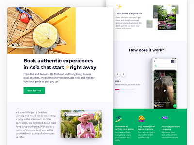 Landing page for new travel project app application asia design emoji landing landing page product product page site sketch startup tourist travel web