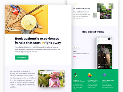 Landing page for new travel project