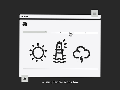 ⚠️ you can now live test Antipixel icons on the site beach bold font handwritten heavy icons lighthouse outline sampler sea storm sun tester texture tipografia type typeface typography weather website