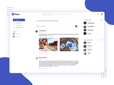 Blogging website UI