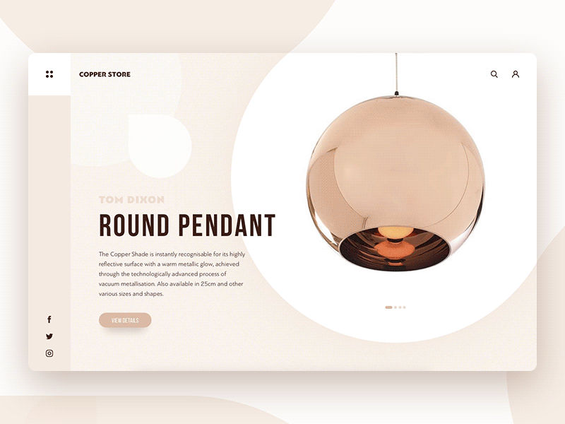 Copper Store animation clean concept copper design inspiration lamp light pendant principle store ui uidesign ux web website