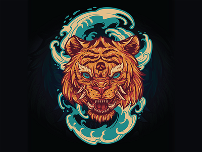 year of the water tiger design graphic design illustration illustrator tiger waves