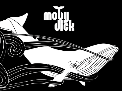 Moby dick black cover band eighties illustration logo poster rock seventies whale withe