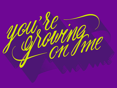 You're growing on me calligraphy growing lettering lime purple