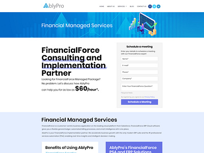 Landing Page of Financial Managed Services branding uiux