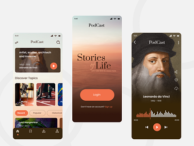 Autobiography PodCast App app branding design ios ui uidesign uiux