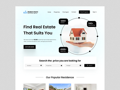 Real Estate UI Landing Page Web Design apartment corporate home housing landing page properties property real estate ui web design