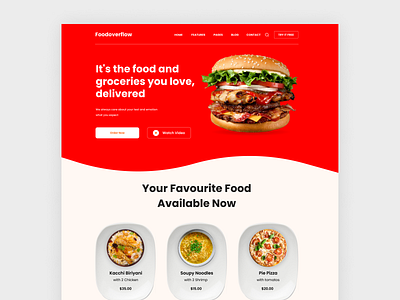 Restaurant Web Design | UI Landing Page | Red berger food landing page promotion red restaurant ui uxui web design website design