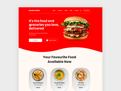 Restaurant Web Design | UI Landing Page | Red