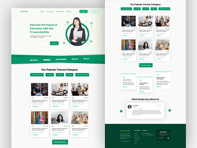 Online Education | E-Learning Green UX UI Website Design. case study corporate dashboard design e learning e learning website design mobile app online education online education web design ui ui design ux ux research ux ui design ux ui designer web web design website website header wireframe