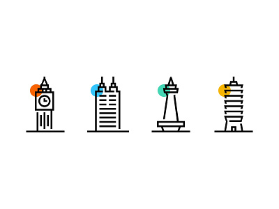 City icons part1 bigben city design icons iconsets illustration line icons shenzhen taiwan ui