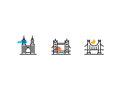 City icons part2 architecture brooklyn bridge building cities city design graphic design icons illustration landmark logo london bridge travel vector