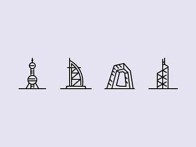 City icons part 4 burj al arab hongkong icons illustration