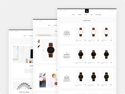 Minimalist Watches - Concept #2 - Product & Other Pages black branding design ecommerce ecommerce design minimal minimalism minimalist minimalistic product page shopify ui ux watch watches web