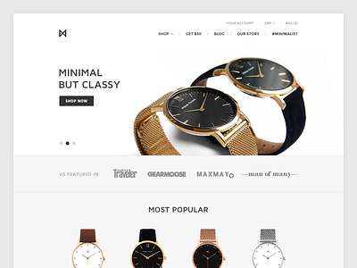 MinimalistWatches.com Redesign (in progress) design ecommerce minimal minimalism minimalistic shop shopify ui watches web