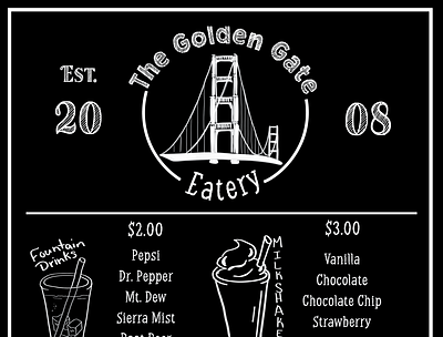 The Golden Gate Eatery Menu branding chalkboard design food graphic design illustration logo menu restaurant