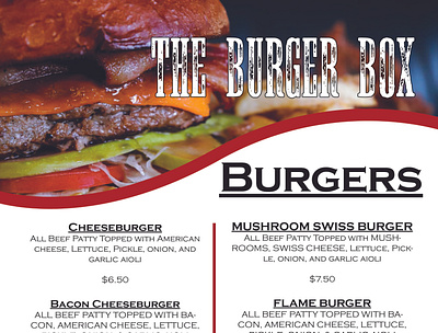 The Burger Box Menu branding design food graphic design logo restaurant