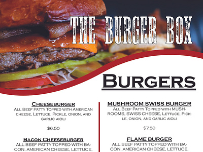 The Burger Box Menu