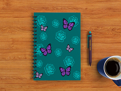 Roses and butterflies notebook design