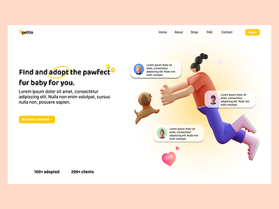 Pet adoption web: landing page graphic design illustration landing page pets ui website website design