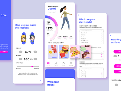 Health and food tracker app, reimagined. apps graphic design illustration ios landing page mobile apps mobile design ui design uiux userinterface ux design