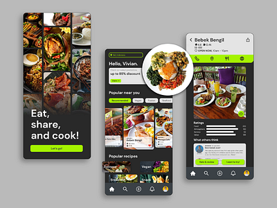 Food community app concept branding clean food app graphic design illustration mobile app simple ui ux