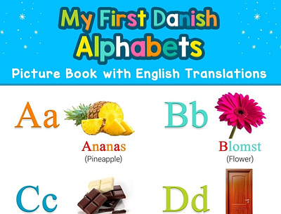 (BOOKS)-My First Danish Alphabets Picture Book with English Tran app book books branding design download ebook illustration logo ui