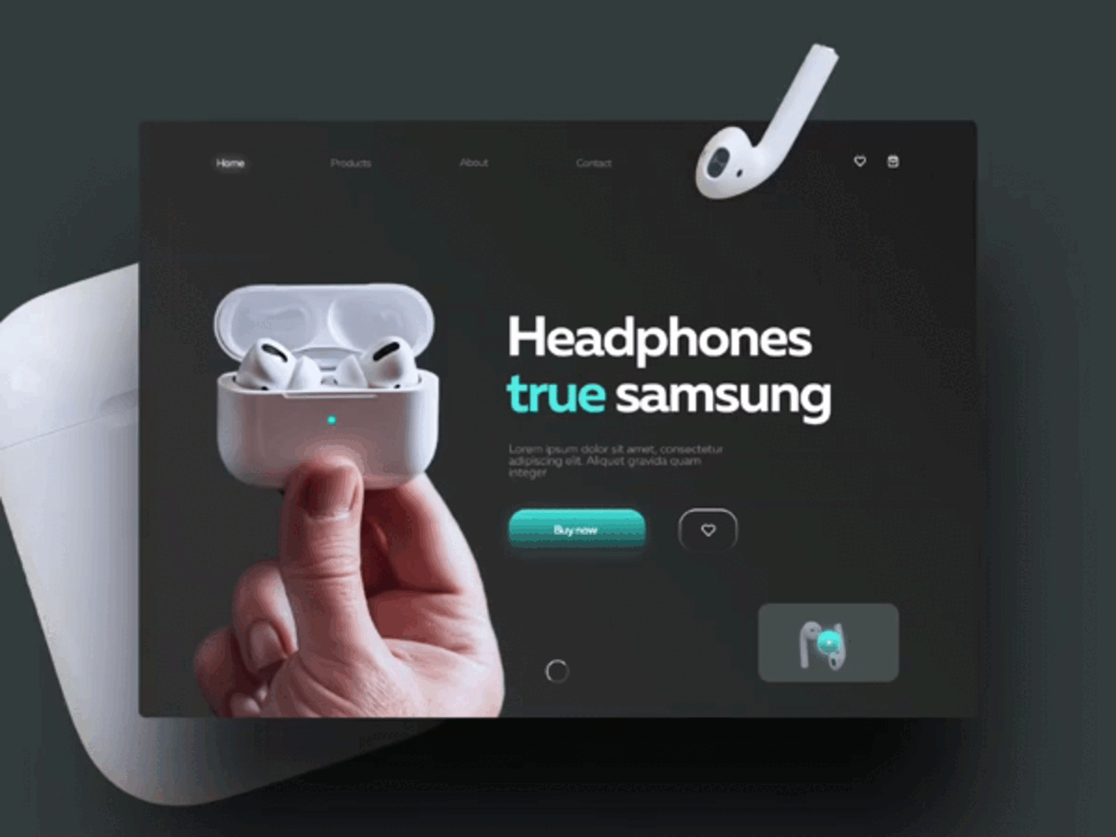 Advertising of wireless headphones design site webdesign