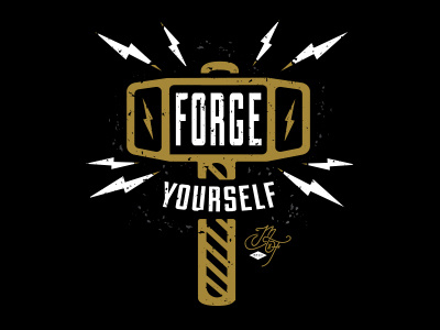 Forge Yourself blacksmith conference design forge hammer lightning made by few texture type worn