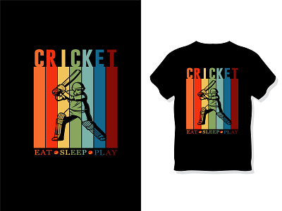 Cricket Vintage Retro T Shirt Design