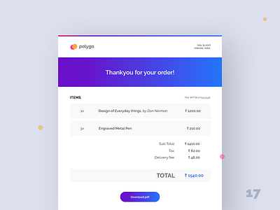 Email Receipt - Daily UI:: #017 app chat box color dailyui email receipt gradient mobile receipt ui