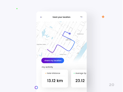 Location Tracker - Daily UI:: #020 app bubbles dailyui gradient location tracker map mobile tracker ui